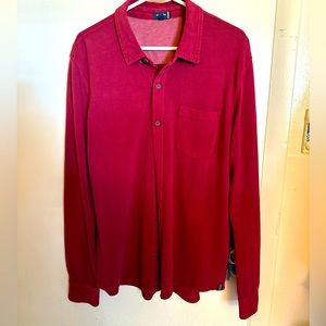 Mododoc Mens Classic-Fit  Red Long-Sleeve Button Casual Collar Shirt Size M